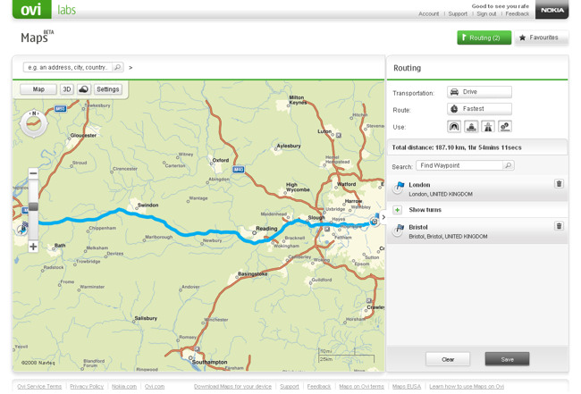 Maps on Ovi