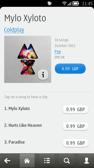 Screenshot, new Nokia Music