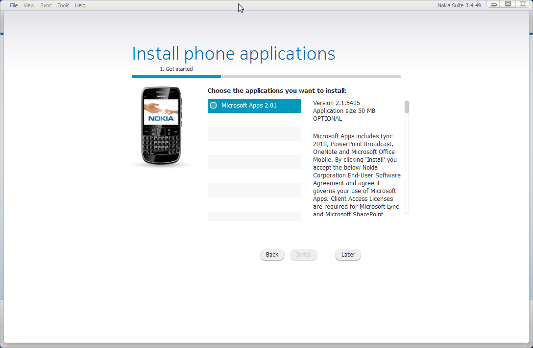 Screenshot from Nokia Suite