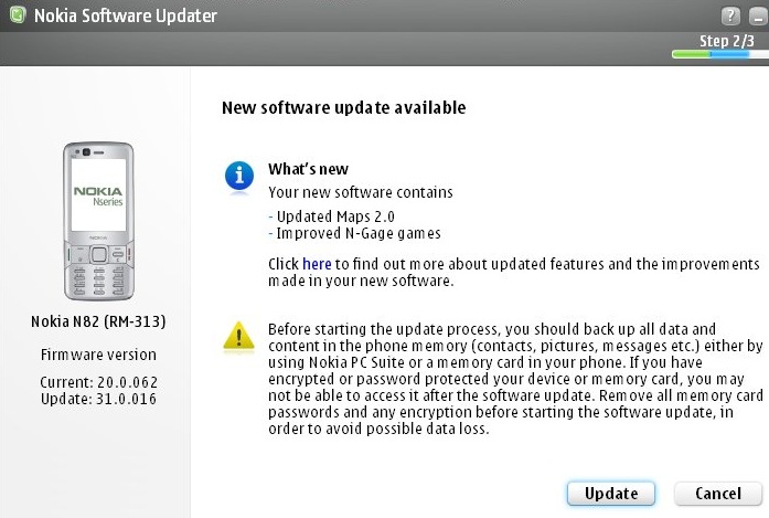 NSU mini-changelog in update screen