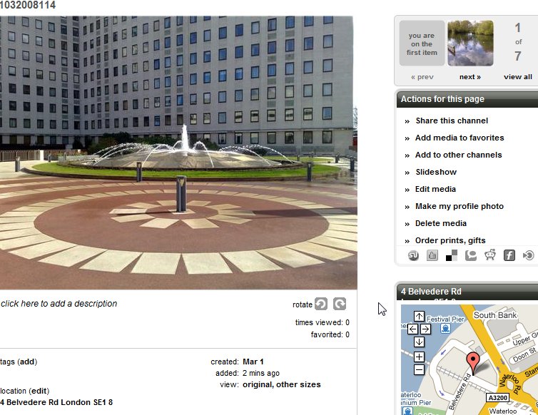 Screen grab - Ovi Share geotagging