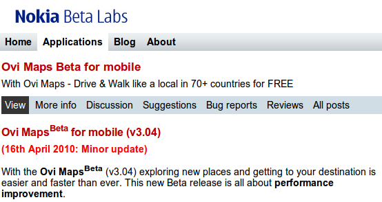 Ovi Maps Beta update