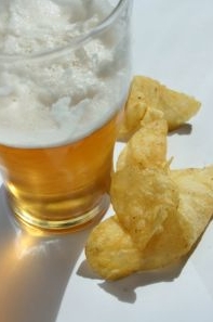 One pint of lager and a packet of crisps
