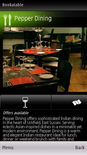 Bookatable.com in Ovi Maps