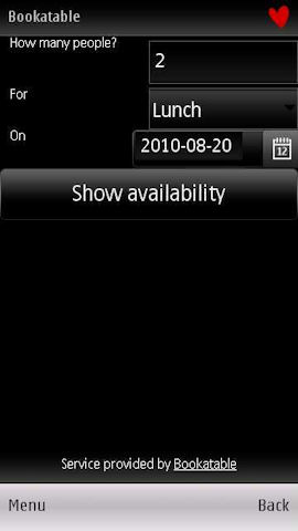 Bookatable.com in Ovi Maps