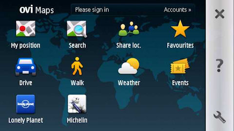 Ovi Maps home