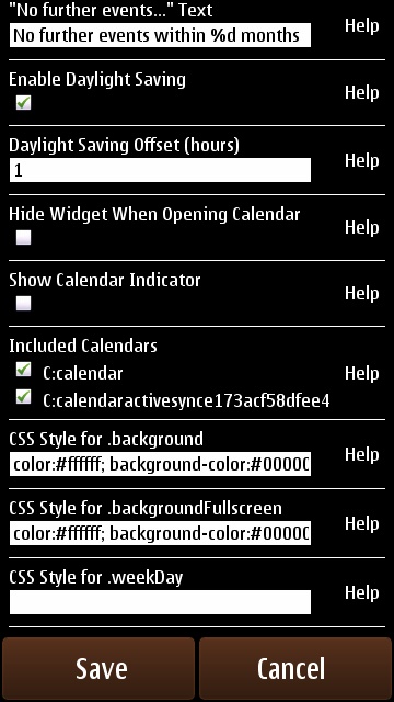 Part of the long configuration page in Coming Next