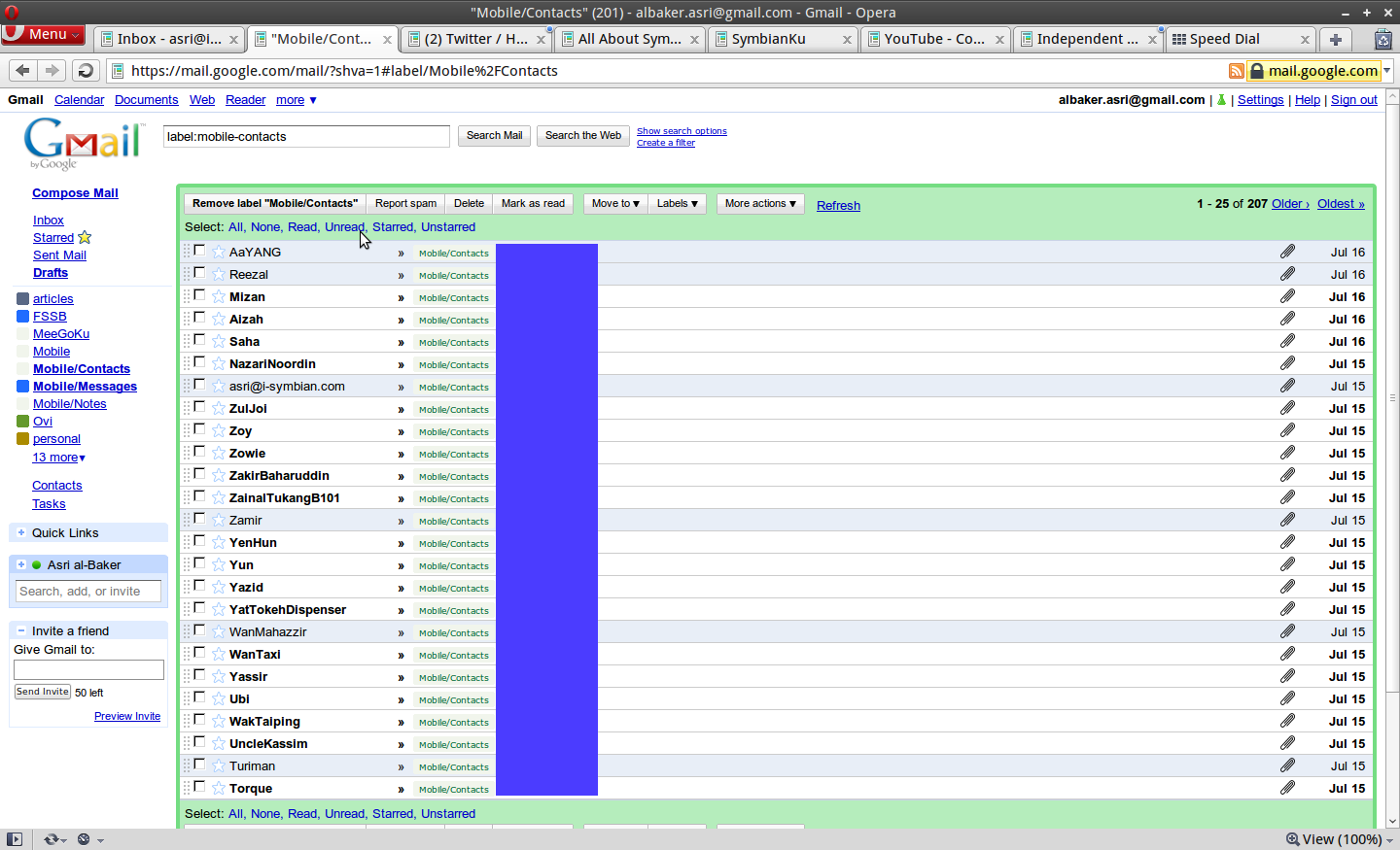 synclion - contacts list