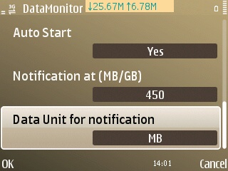 Setting DataMonitor's usage alert threshold