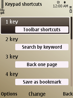 E52 Web - keypad shortcuts setting