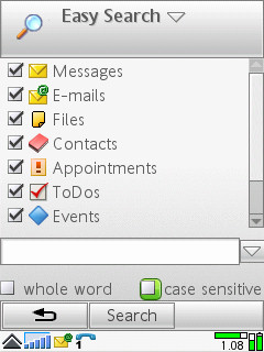 Easy Search Main screen
