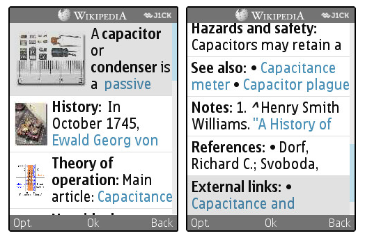 Presentation of page content in J1ck.