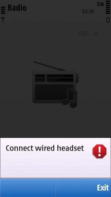 The C6 FM radio receiver complaining on lack of wired headset for reception