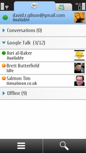 The dual contacts and conversations list of IM for Nokia