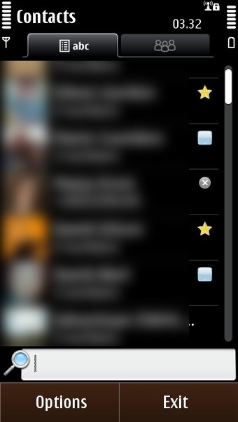 The Contacts application shows online status of linked contacts