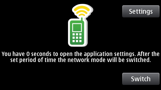 The warning screen with quickNet
