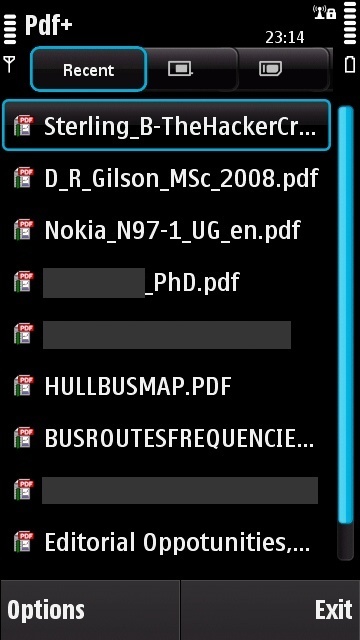 PDF+ Recent document list