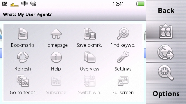 Vivaz Pro Web finger menu
