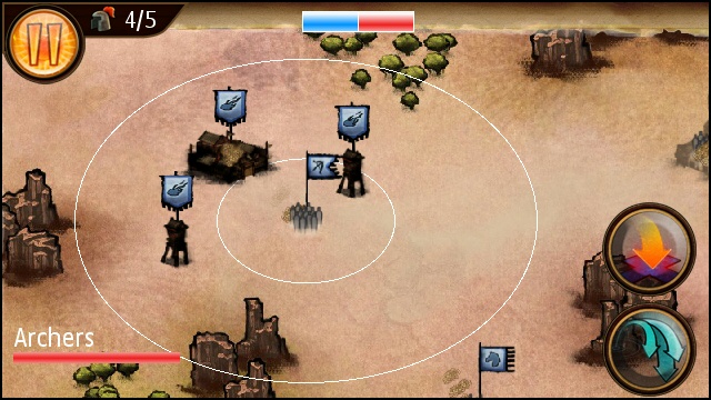 Selecting a unit indicates its area of effect.