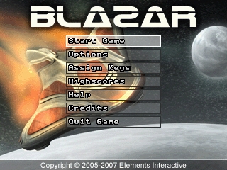 Blazar title screen