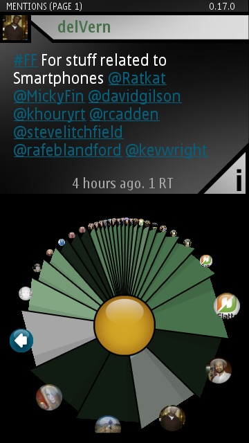 The menu segments spread when touched