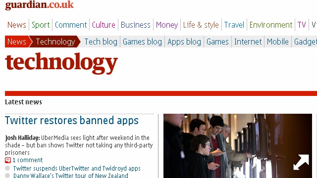 There's usually a mobile version of a website, in this case The Guardian