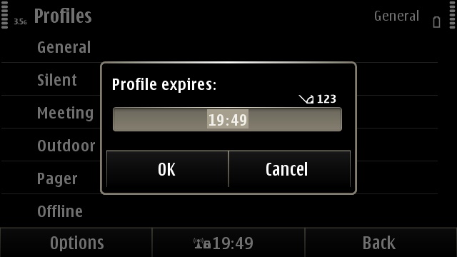Setting profile expiry time, useful for meetings