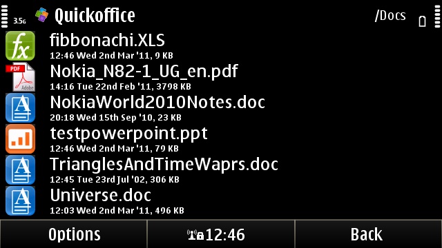 QuickOffice file selector - nicely animated UI