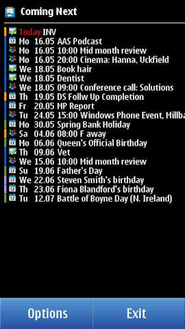 Coming Next homescreen view