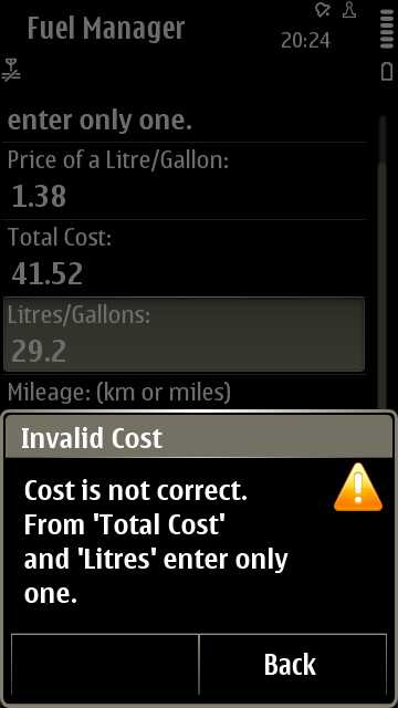 Screenshot, Fuel manager