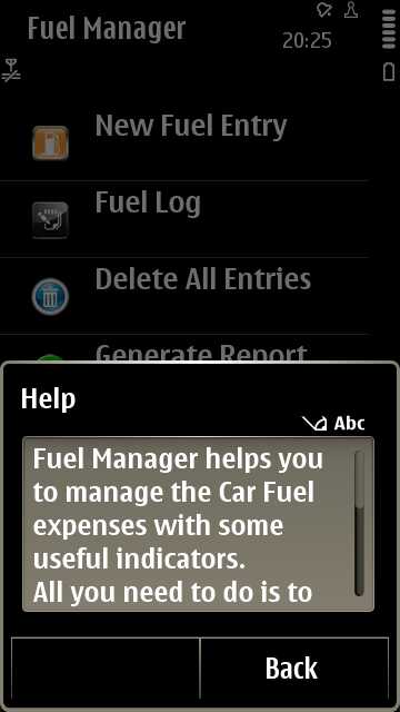 Screenshot, Fuel manager