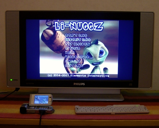Linuggz being played on a TV