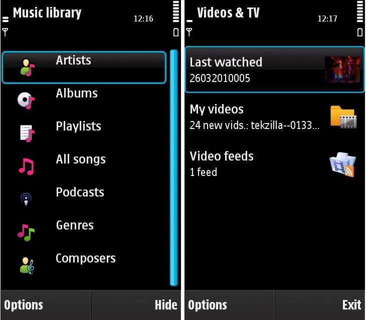 N97 - Music & video libraries