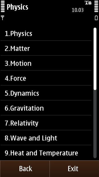 Physics Reference's topic list