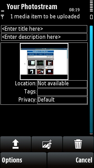 The Share Online user interface