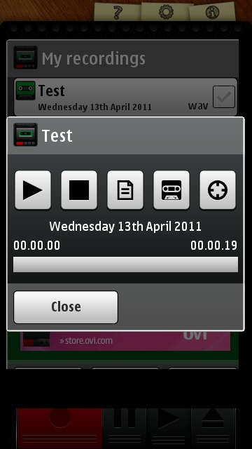 Recordoid's playback menu