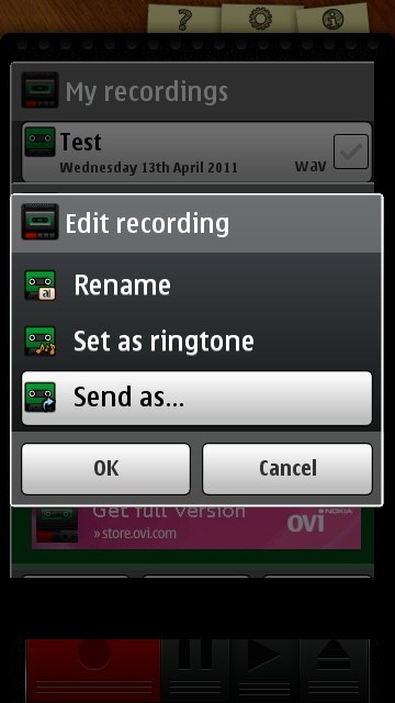 The loosely referred to editing options in Recordoid