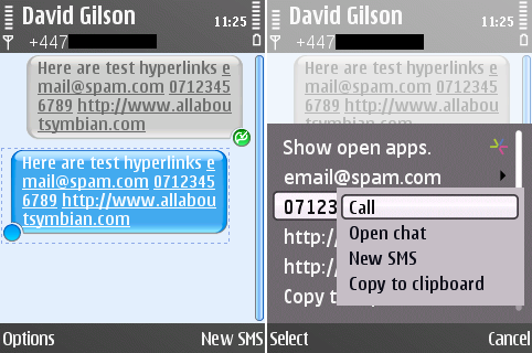 Link detection and usage in SMS Chat