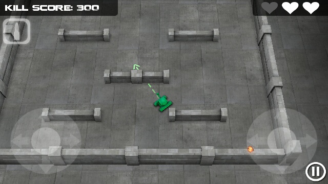 Tank Hero's mult-touch dual joystick user interface