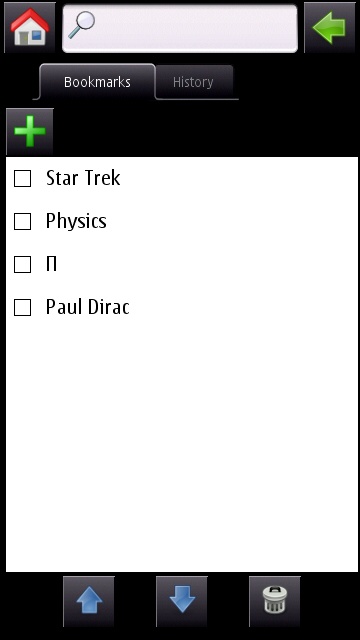 Wikiquotes' bookmark menu