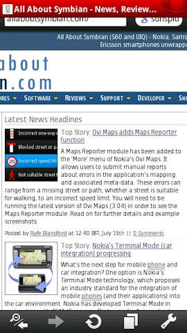 Opera Mobile 10.1 beta running on S60 5th Edition
