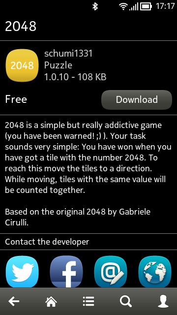 Screenshot, 2048 game for Symbian