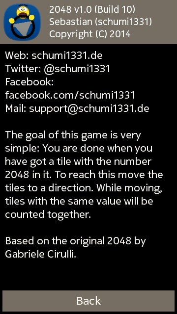 Screenshot, 2048 game for Symbian