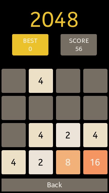 Screenshot, 2048 game for Symbian