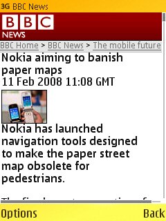 Screenshot from new BBC Mobile