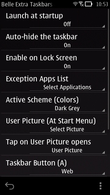 Belle Extra Taskbars screenshot