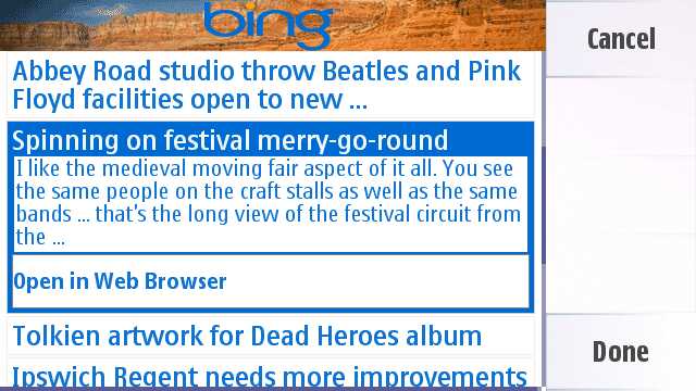 Bing widget screenshot