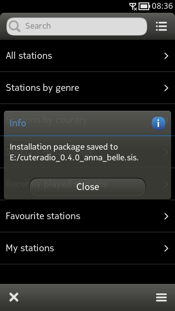Screenshot, cuteRadio
