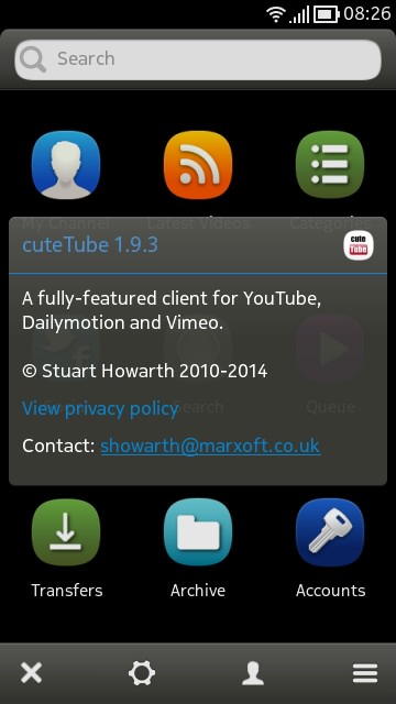Screenshot, cuteTube update