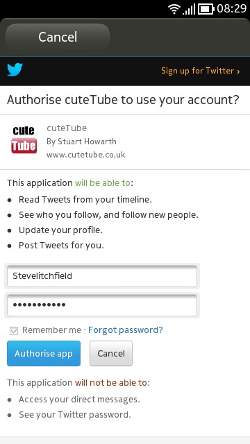 Screenshot, cuteTube update